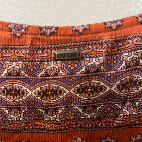 GUESS SIZE MEDIUM 100% SILK ORANGE FLORAL TASSEL COLD SHOULDER DRESS 3/4 SLEEVE - Picture 9 of 12